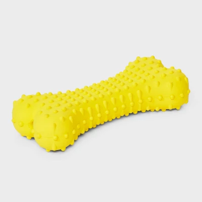 Rubber Bone Dog Toy - Boots & Barkley™ Yellow 2 Rubber Bone Dog Toy - Boots & Barkley™ Yellow - Image 2