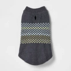 Fairisle Stripe Cool Colorway Dog And Cat Sweater - Gray - Boots & Barkley™