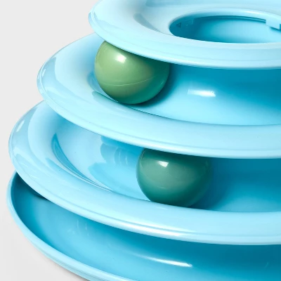 3 Layer Trackball Interactive Cat Toy - Boots & Barkley™ - Blue 2 3 Layer Trackball Interactive Cat Toy - Boots & Barkley™ - Blue - Image 2