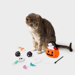 Pumpkin Pail Cat Ball Plush Toy Set - 6pk - Boots & Barkley™