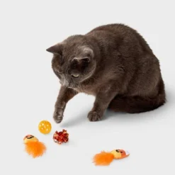 Candy Corn Cat Ball Plush Toy Set - 4pk - Boots & Barkley™