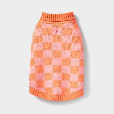 Checkered Knit Dog Sweater - Pink - Boots & Barkley™ 1 Checkered Knit Dog Sweater - Pink - Boots & Barkley™