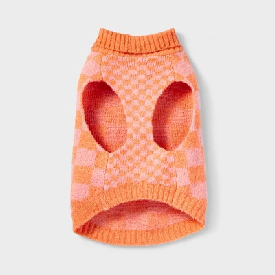 Checkered Knit Dog Sweater - Pink - Boots & Barkley™ 2 Checkered Knit Dog Sweater - Pink - Boots & Barkley™ - Image 2