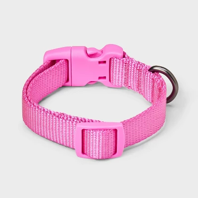 Basic DTM Adjustable Length And Reinforced Stitching Dog Collar - Pink - Boots & Barkley™ 2 Basic DTM Adjustable Length And Reinforced Stitching Dog Collar - Pink - Boots & Barkley™ - Image 2