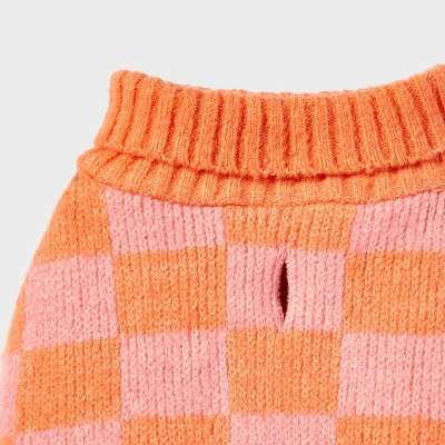 Checkered Knit Dog Sweater - Pink - Boots & Barkley™ 3 Checkered Knit Dog Sweater - Pink - Boots & Barkley™ - Image 3