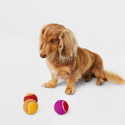 Printed Tennis Dog Ball Toy - Boots & Barkley™ - 3pk 1 Printed Tennis Dog Ball Toy - Boots & Barkley™ - 3pk