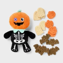 Halloween Pumpkin Flavor Spooky Plush Toy With Biscuits Dog Treats - Boots & Barkley™ 4.3oz