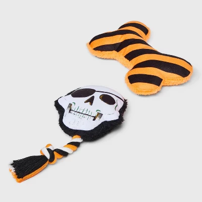 Skull And Bone Dog Rope Plush Toy Set - 2pk - Boots & Barkley™ 2 Skull And Bone Dog Rope Plush Toy Set - 2pk - Boots & Barkley™ - Image 2